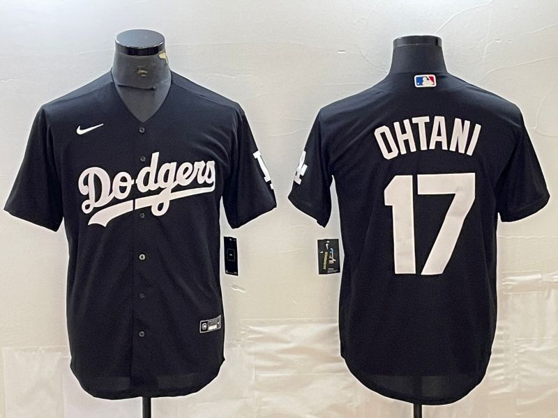 Men Los Angeles Dodgers #17 Ohtani Black Nike Game MLB Jersey style 4->los angeles dodgers->MLB Jersey